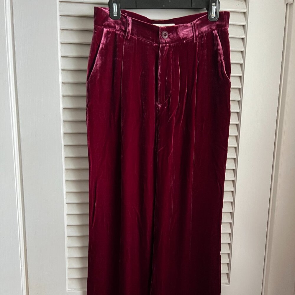 NEW! Sundance Silk-Velvet Trouser, Maroon color, S 4 - Picture 3 of 9